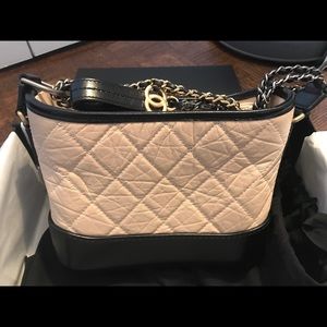 Chanel Gabrielle Hobo Bag Beige and Black Small